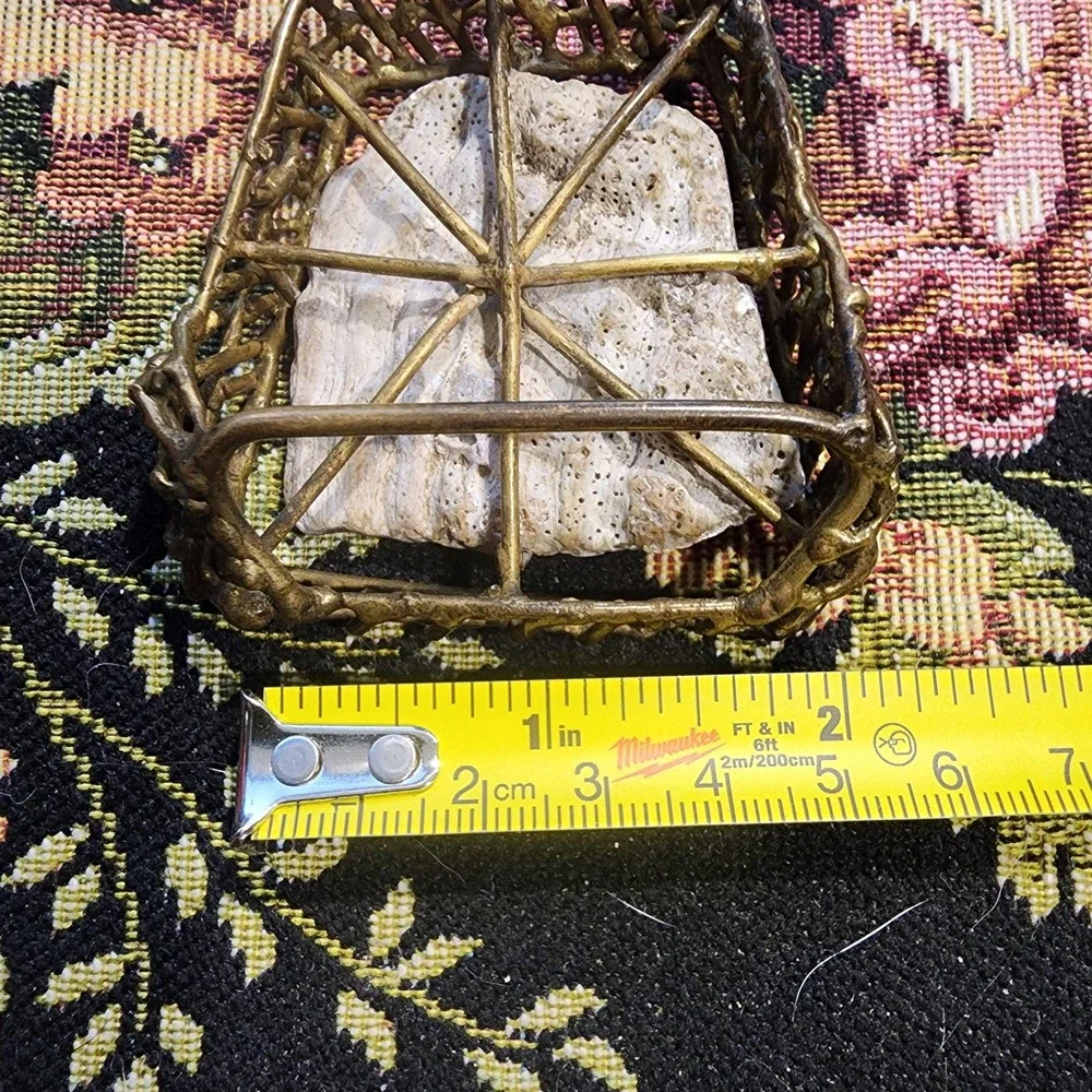 70s Vintage Brass and Abalone Brutalist Style Belt Buckle